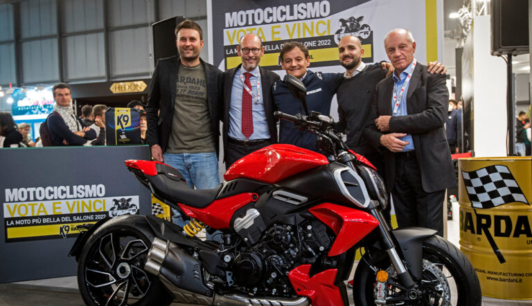 Staff from Ducati with a Diavel V4